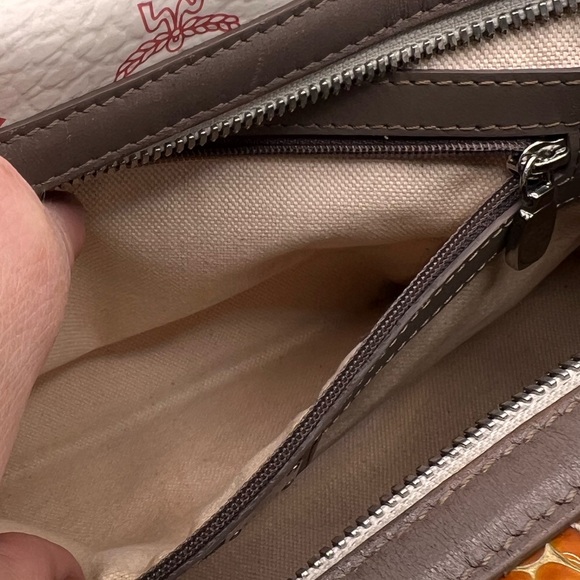 Authentic MCM Red White & Brown Leather Lion Boston Bag Satchel Purse - Picture 14 of 14